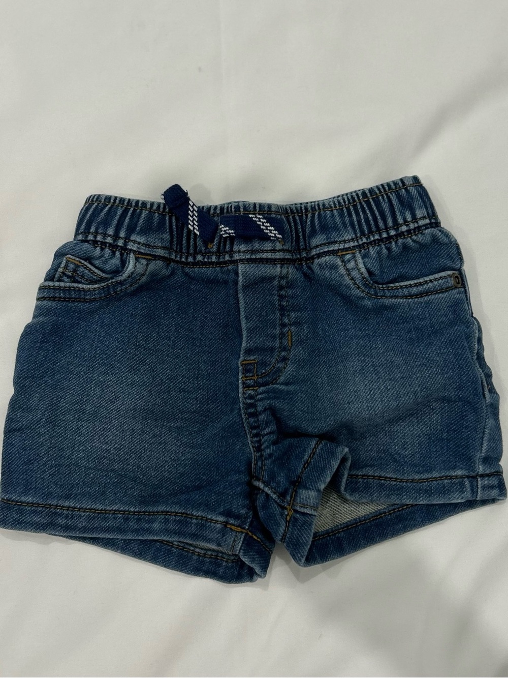 Carter's Dark Blue Denim Pull-On Shorts with Drawstring